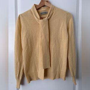 Lyle & Scott Yellow Cashmere Sweater with Scarf Detail